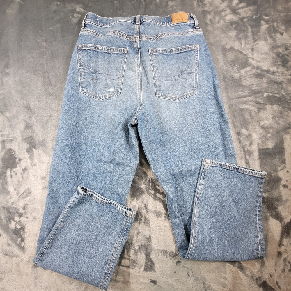 American Eagle Stretch Mom Jeans Womens 8 Regular Blue Distressed High Rise - Picture 4 of 8